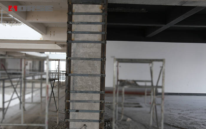 Column retrofitting,steel jacketing Column retrofitting,steel jacketing