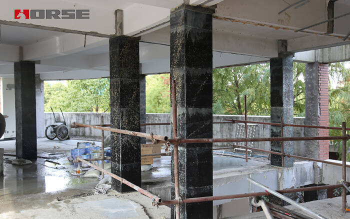 CFRP on columns for seismic strengthening CFRP on columns for seismic strengthening